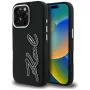 Karl Lagerfeld FW Grained Signature Logo -kotelo iPhone 16 Pro, musta