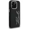 Karl Lagerfeld FW Grained Signature Logo -kotelo iPhone 16 Pro, musta