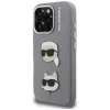 Karl Lagerfeld FW Grained Karl & Choupette Heads Pins -kotelo iPhone 16 Pro, harmaa