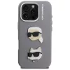 KARL LAGERFELD FW Grained Karl & Choupette Heads Pins -kotelo iPhone 16 Pro Max, harmaa