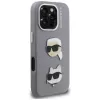 KARL LAGERFELD FW Grained Karl & Choupette Heads Pins -kotelo iPhone 16 Pro Max, harmaa