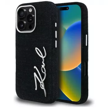 Karl Lagerfeld FW Jeans Signature Logo -kotelo iPhone 16 Pro, musta