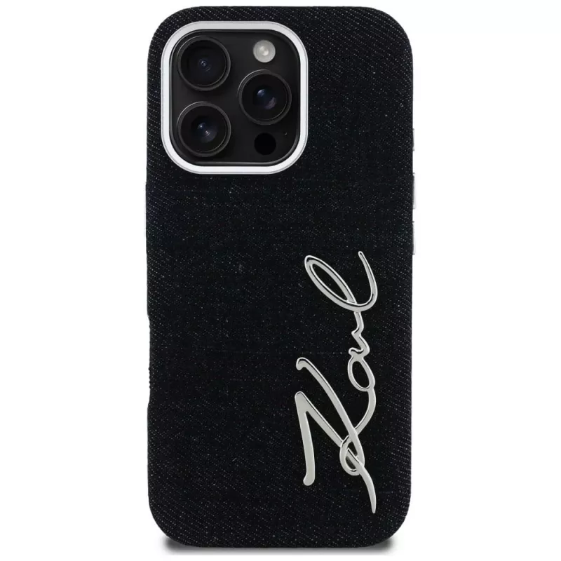 KARL LAGERFELD FW Jeans Signature Logo -kotelo iPhone 16 Pro Max, musta