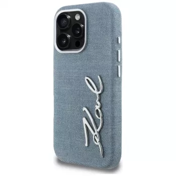 Karl Lagerfeld FW Jeans Signature Logo -kotelo iPhone 16 Pro, sininen