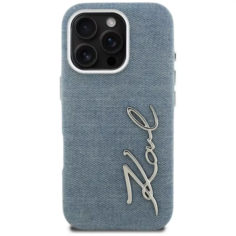 Karl Lagerfeld FW Jeans Signature Logo -kotelo iPhone 16 Pro, sininen