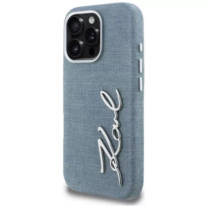 KARL LAGERFELD FW Jeans Signature Logo -kotelo iPhone 16 Pro Max, sininen