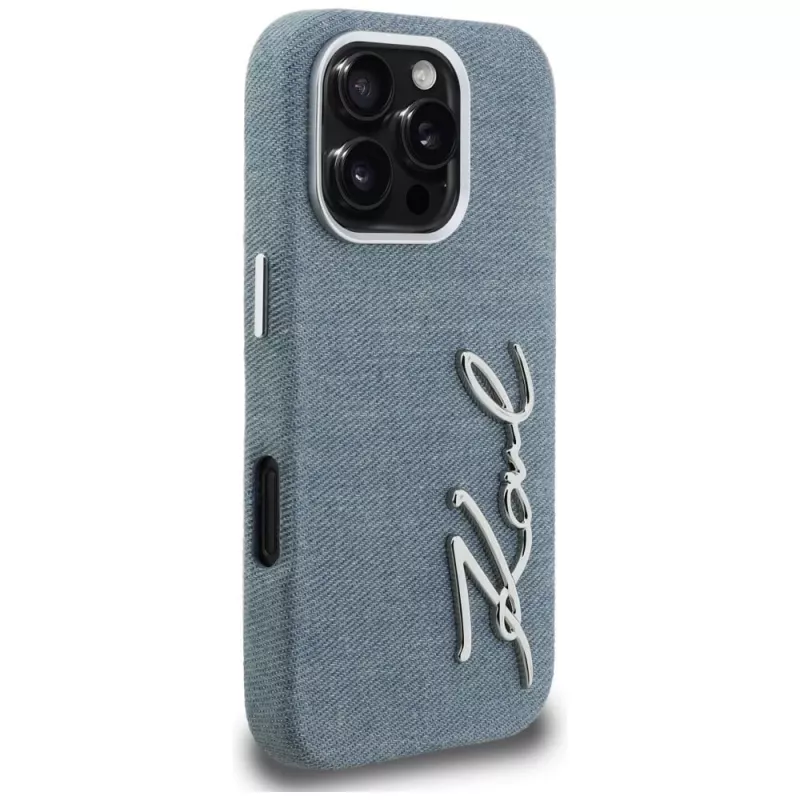 KARL LAGERFELD FW Jeans Signature Logo -kotelo iPhone 16 Pro Max, sininen