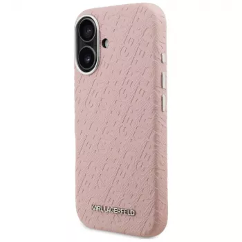 KARL LAGERFELD Stamped Karl MagSafe -kotelo iPhone 16, pinkki