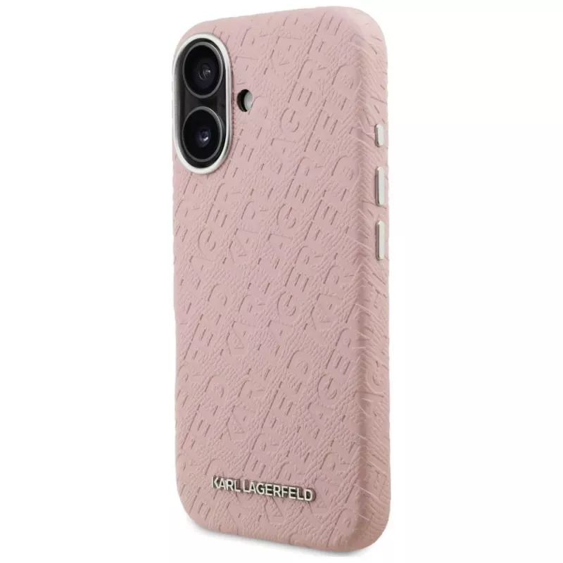 KARL LAGERFELD Stamped Karl MagSafe -kotelo iPhone 16, pinkki