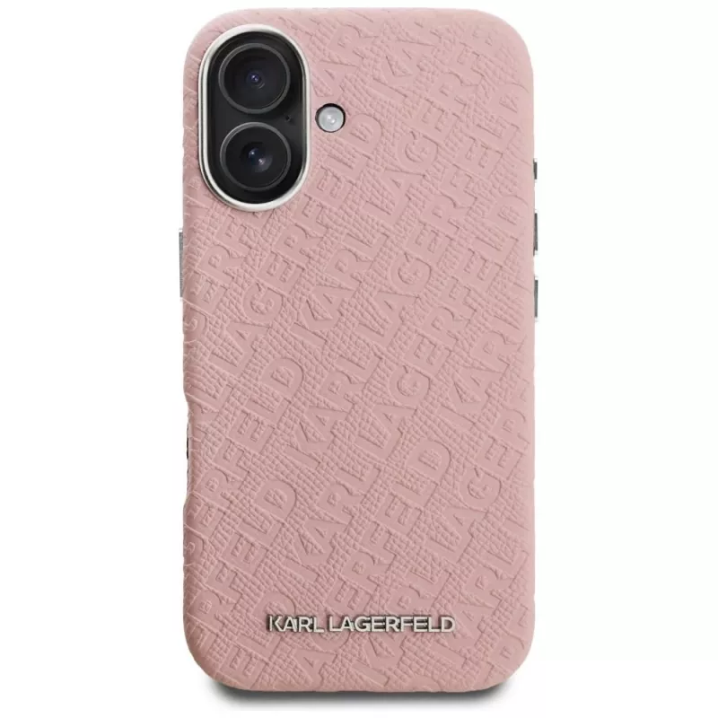 KARL LAGERFELD Stamped Karl MagSafe -kotelo iPhone 16, pinkki