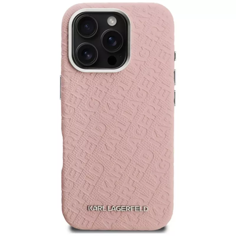 Karl Lagerfeld FW Stamped Karl MagSafe -kotelo iPhone 16 Pro, pinkki