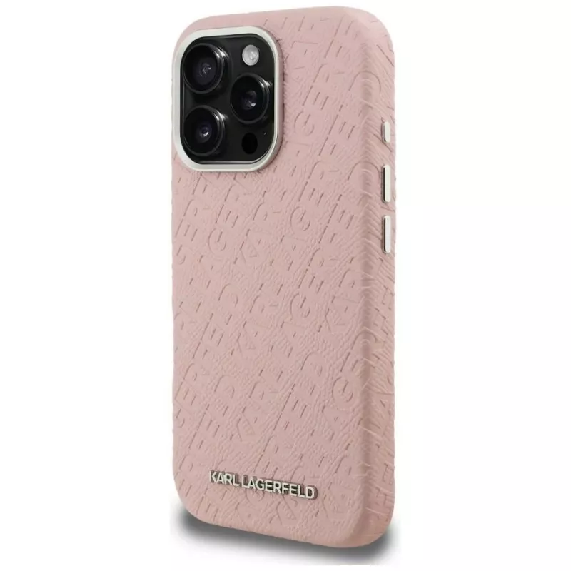 Karl Lagerfeld FW Stamped Karl MagSafe -kotelo iPhone 16 Pro Max, pinkki