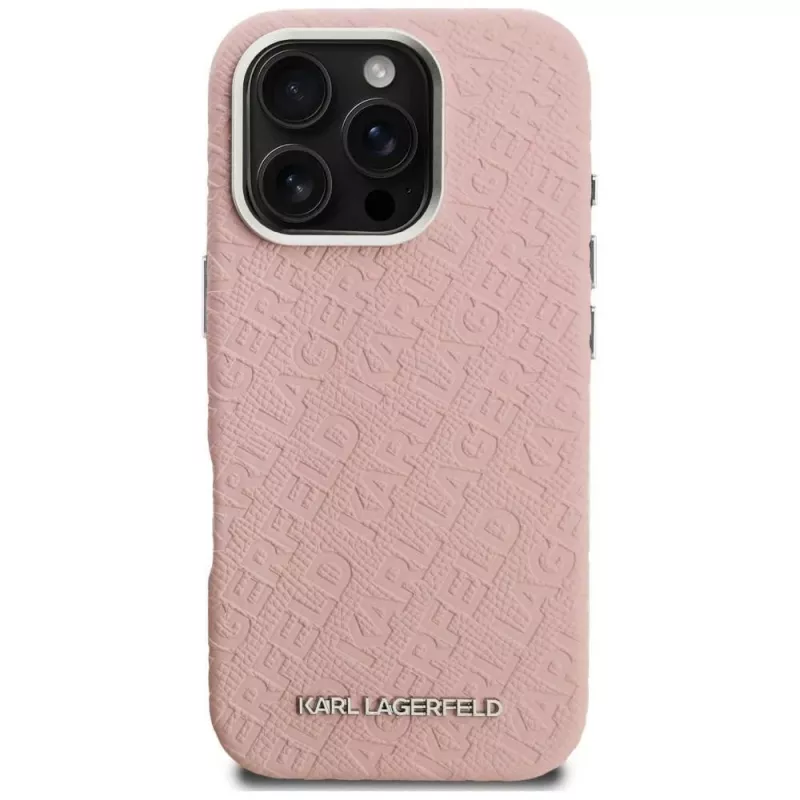 Karl Lagerfeld FW Stamped Karl MagSafe -kotelo iPhone 16 Pro Max, pinkki