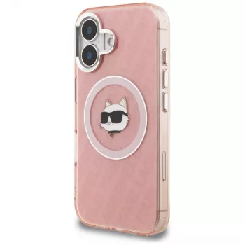 Karl Lagerfeld IML Choupette Head Logo MagSafe -kotelo Apple iPhone 16, pinkki