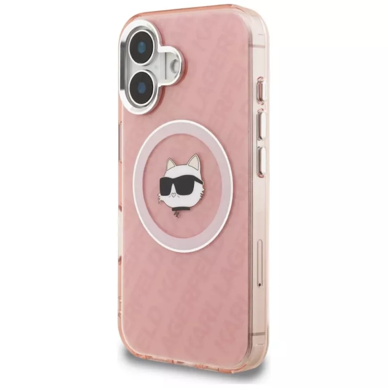 Karl Lagerfeld IML Choupette Head Logo MagSafe -kotelo Apple iPhone 16, pinkki