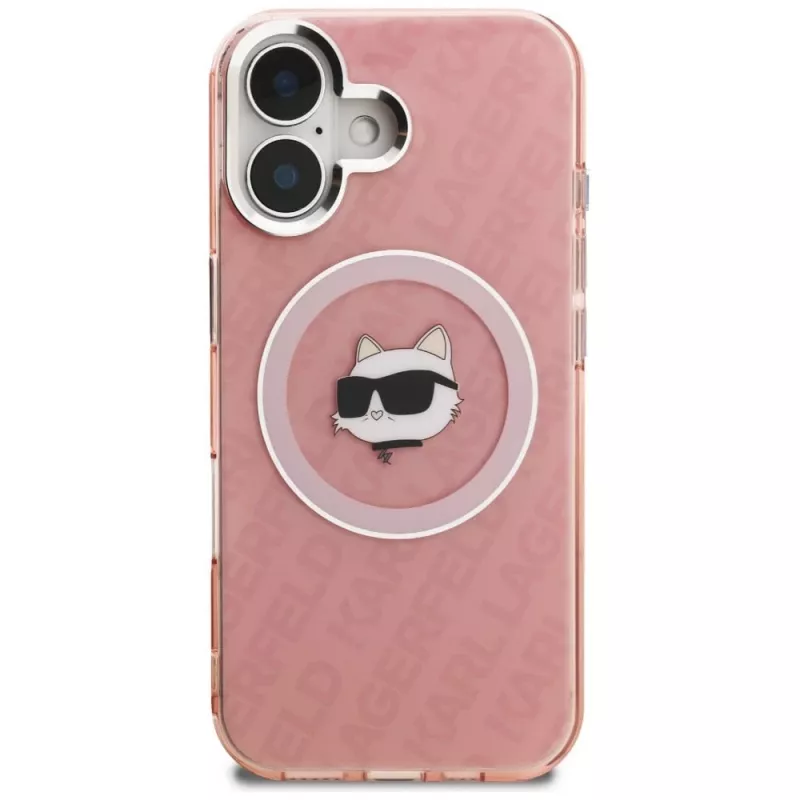 Karl Lagerfeld IML Choupette Head Logo MagSafe -kotelo Apple iPhone 16, pinkki