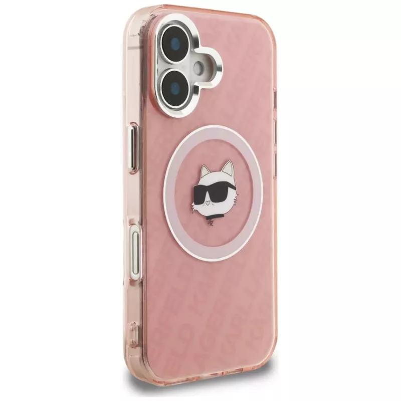 Karl Lagerfeld IML Choupette Head Logo MagSafe -kotelo Apple iPhone 16, pinkki