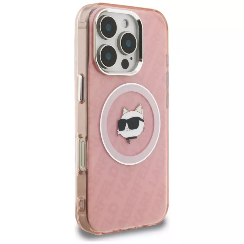 Karl Lagerfeld IML Choupette Head Logo MagSafe -kotelo Apple iPhone 16 Pro, pinkki