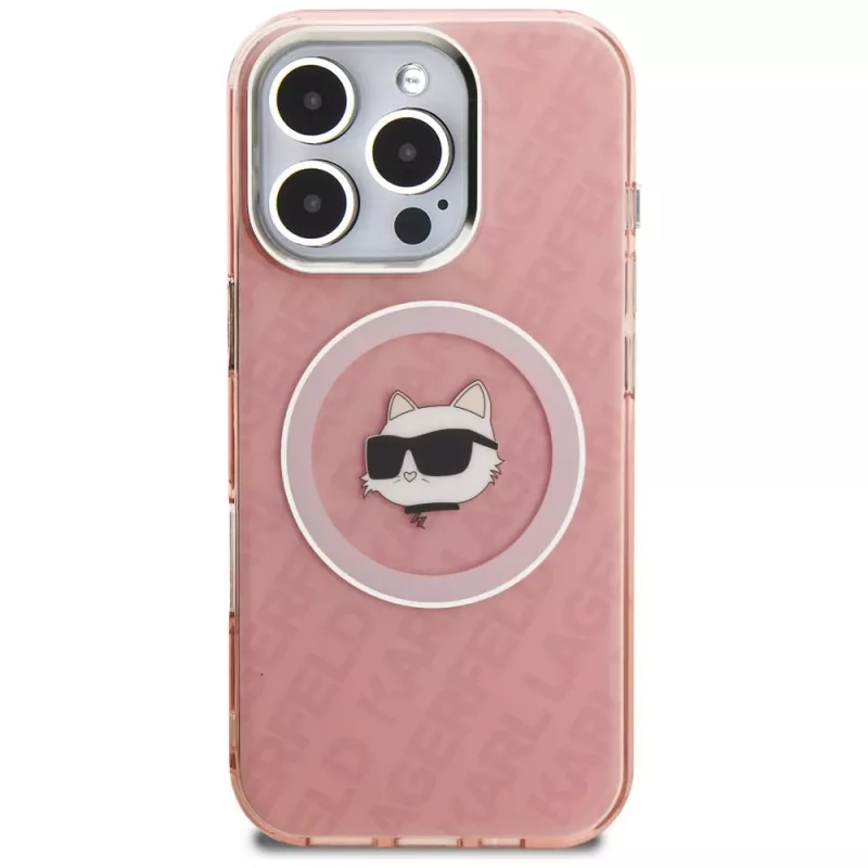 Karl Lagerfeld IML Choupette Head Logo MagSafe -kotelo Apple iPhone 16 Pro Max, pinkki