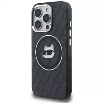 Karl Lagerfeld IML Choupette Head Logo MagSafe -kotelo iPhone 16 Pro, musta