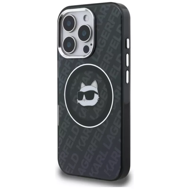 Karl Lagerfeld IML Choupette Head Logo MagSafe -kotelo iPhone 16 Pro, musta