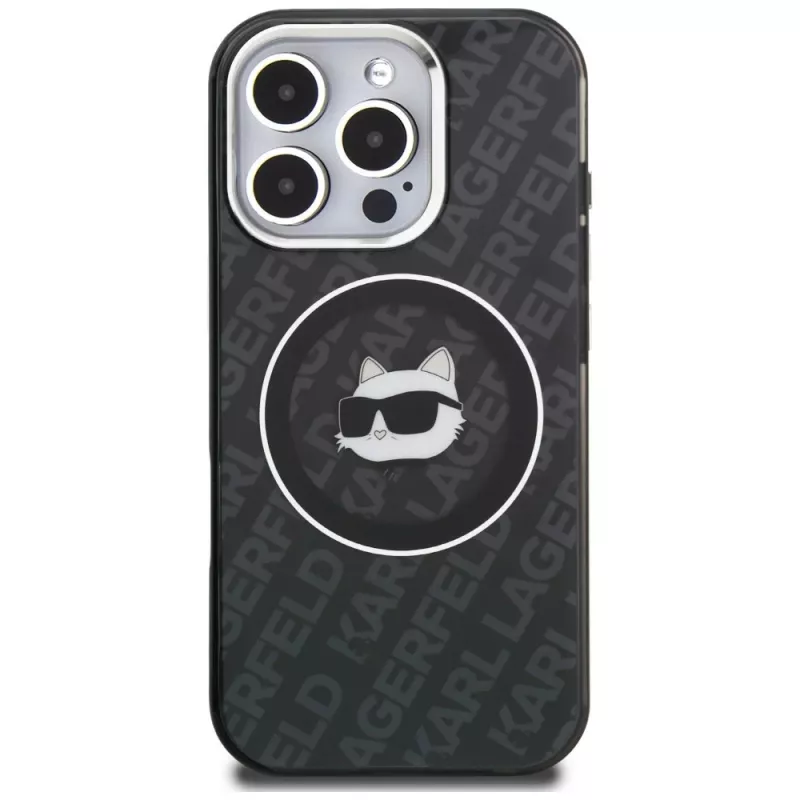 Karl Lagerfeld IML Choupette Head Logo MagSafe -kotelo iPhone 16 Pro, musta