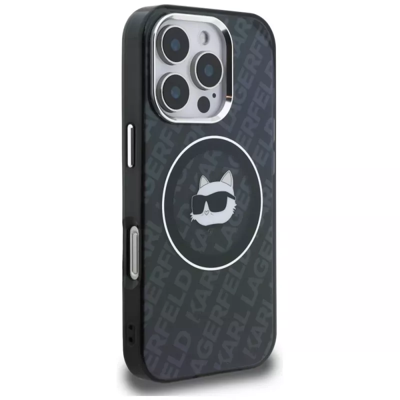 Karl Lagerfeld IML Choupette Head Logo MagSafe -kotelo iPhone 16 Pro, musta