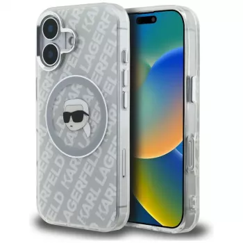 Karl Lagerfeld IML Karl Head Logo MagSafe -suojakotelo iPhone 16, harmaa