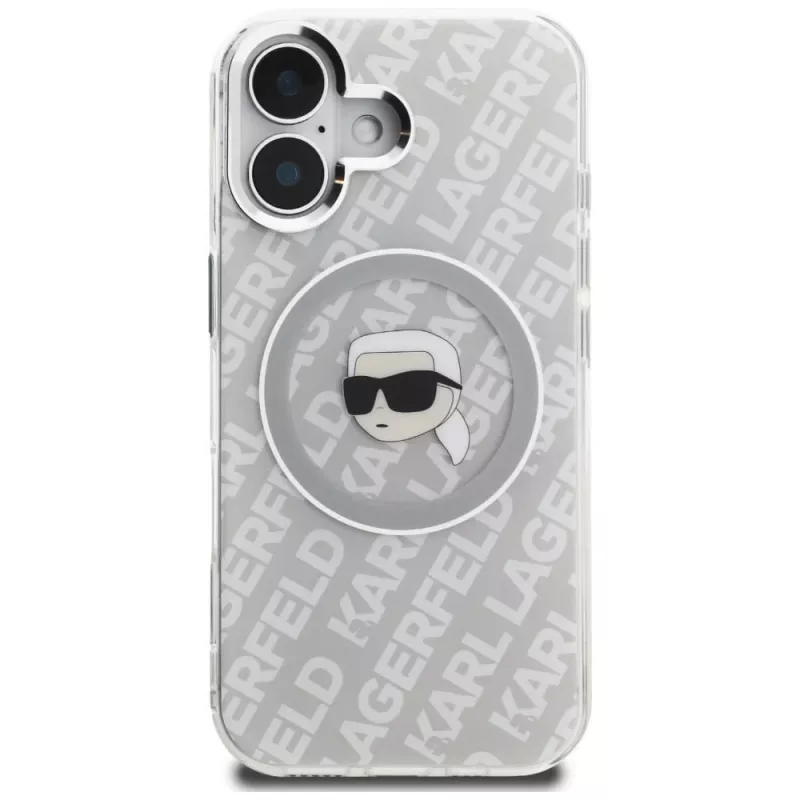 Karl Lagerfeld IML Karl Head Logo MagSafe -suojakotelo iPhone 16, harmaa