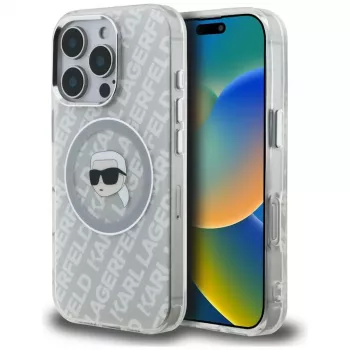 KARL LAGERFELD IML Karl Head Logo MagSafe -suojakotelo Apple iPhone 16 Pro, harmaa