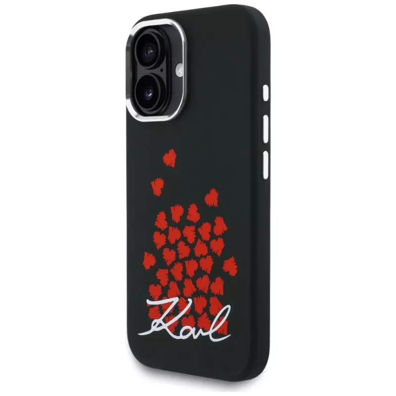 KARL LAGERFELD Silicone Heart SignLogo MagSafe -suojakotelo Apple iPhone 16 - musta