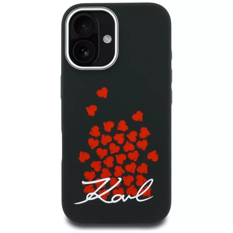 KARL LAGERFELD Silicone Heart SignLogo MagSafe -suojakotelo Apple iPhone 16 - musta