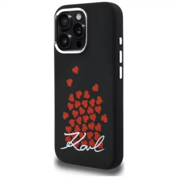 Karl Lagerfeld Silicone Heart SignLogo MagSafe -suojakotelo iPhone 16 Pro, musta