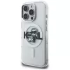 Karl Lagerfeld IML Glitter Karl & Choupette Sketch Logo MagSafe -suojakotelo iPhone 16 Pro Max, läpinäkyvä