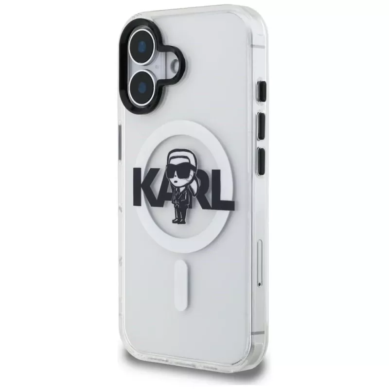 KARL LAGERFELD IML Karl Sketch Logo MagSafe -suojakotelo iPhone 16, läpinäkyvä