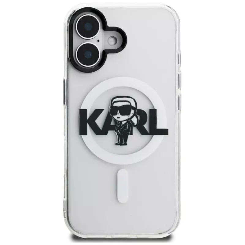 KARL LAGERFELD IML Karl Sketch Logo MagSafe -suojakotelo iPhone 16, läpinäkyvä