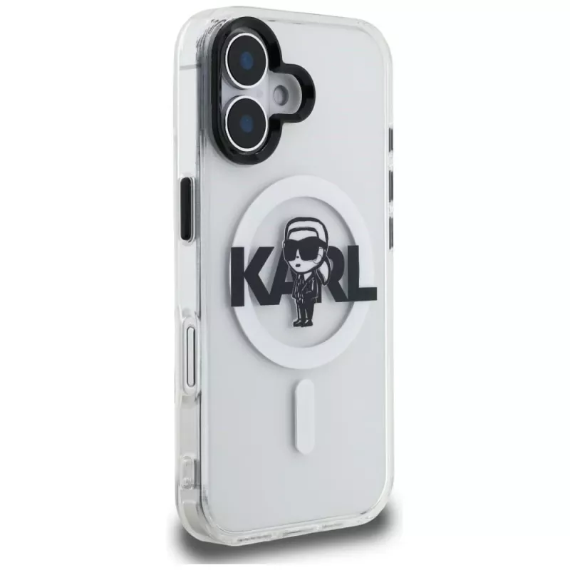 KARL LAGERFELD IML Karl Sketch Logo MagSafe -suojakotelo iPhone 16, läpinäkyvä