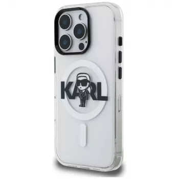 Karl Lagerfeld IML Karl Sketch Logo MagSafe -suojakotelo iPhone 16 Pro Max, läpinäkyvä