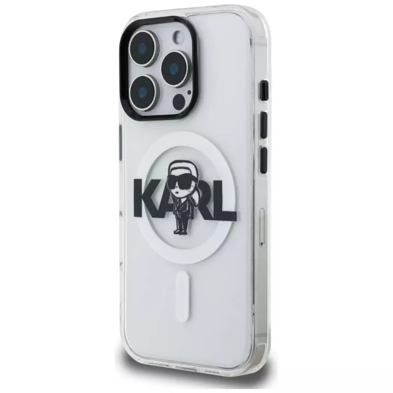 Karl Lagerfeld IML Karl Sketch Logo MagSafe -suojakotelo iPhone 16 Pro Max, läpinäkyvä