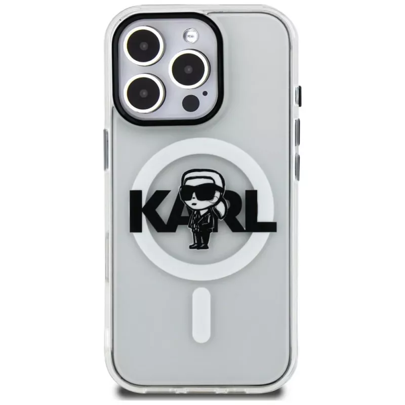 Karl Lagerfeld IML Karl Sketch Logo MagSafe -suojakotelo iPhone 16 Pro Max, läpinäkyvä