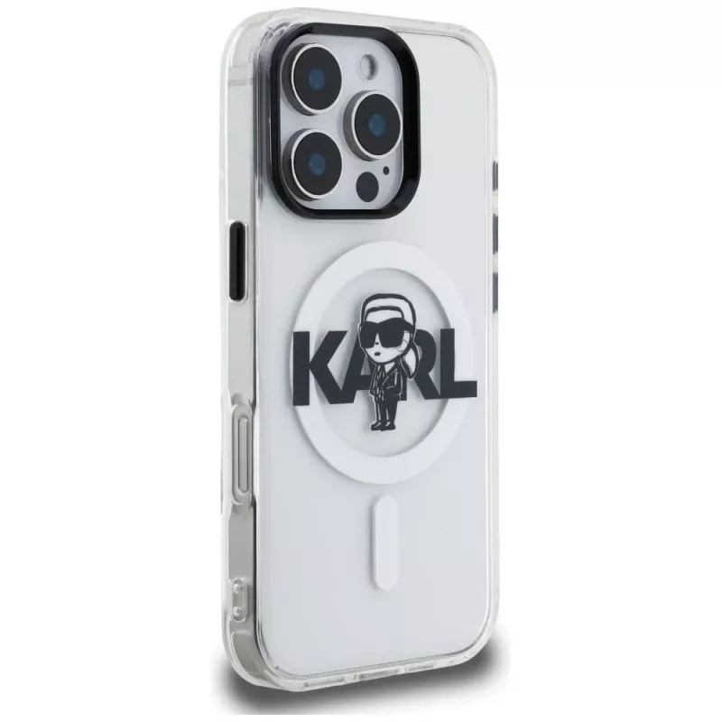 Karl Lagerfeld IML Karl Sketch Logo MagSafe -suojakotelo iPhone 16 Pro Max, läpinäkyvä