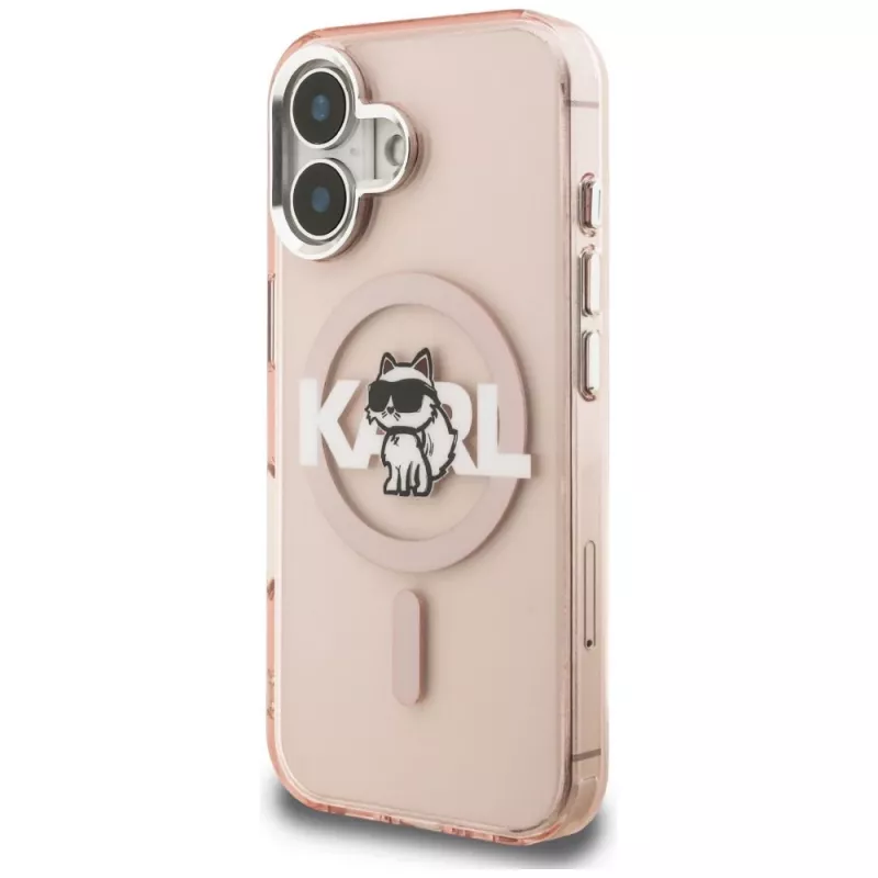KARL LAGERFELD IML Choupette Sketch Logo MagSafe -suojakotelo iPhone 16, pinkki