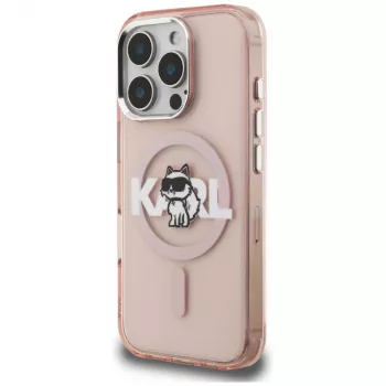 Karl Lagerfeld IML Choupette Sketch Logo MagSafe -suojakotelo iPhone 16 Pro, pinkki
