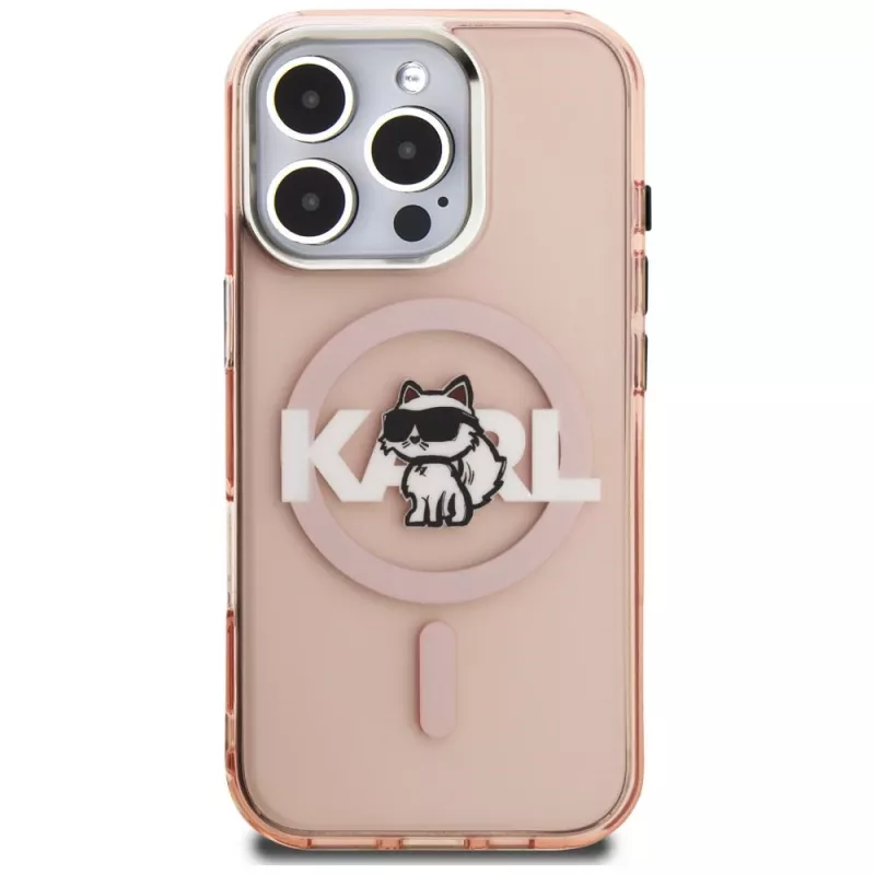 Karl Lagerfeld IML Choupette Sketch Logo MagSafe -suojakotelo iPhone 16 Pro, pinkki