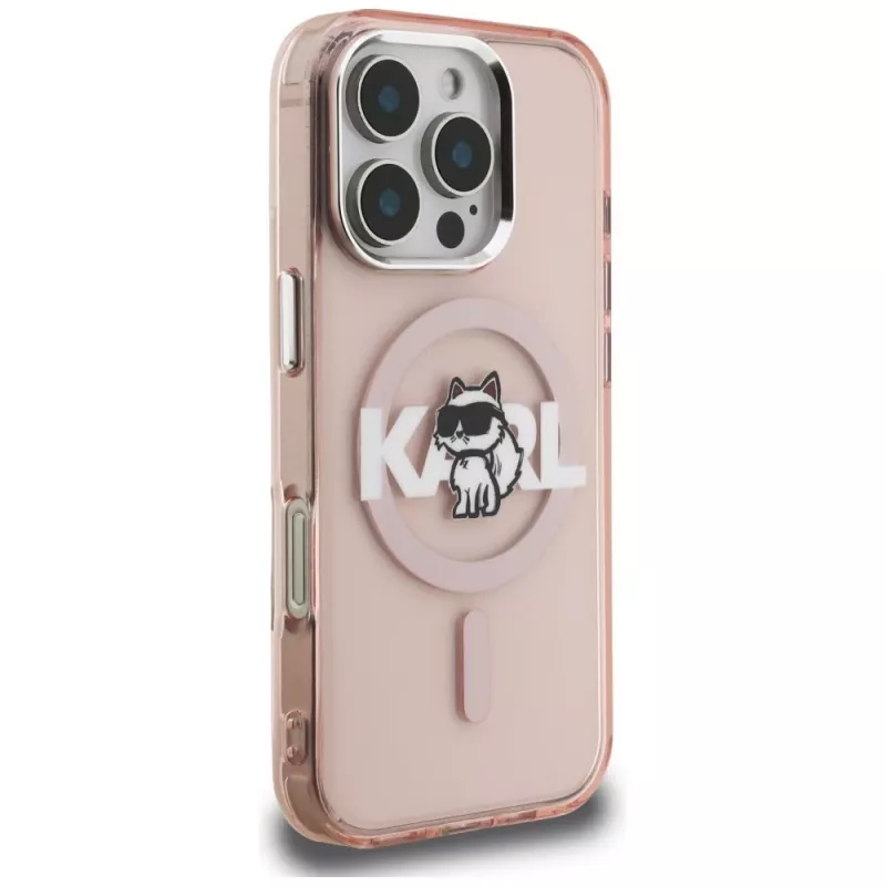 Karl Lagerfeld IML Choupette Sketch Logo MagSafe -suojakotelo iPhone 16 Pro, pinkki