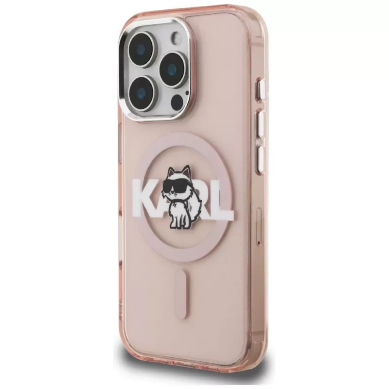 Karl Lagerfeld IML Choupette Sketch Logo MagSafe -suojakotelo iPhone 16 Pro Max, pinkki