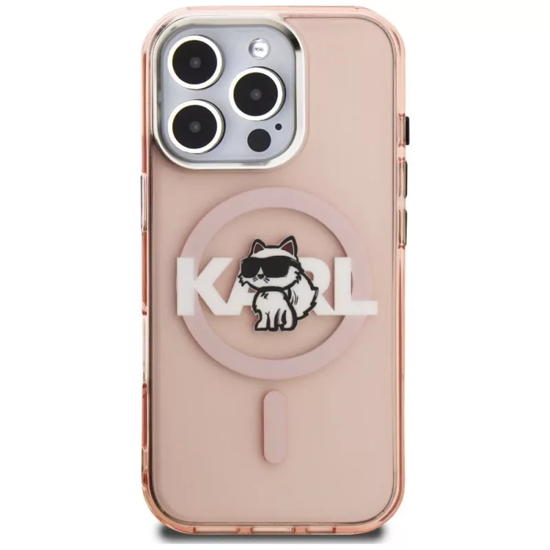 Karl Lagerfeld IML Choupette Sketch Logo MagSafe -suojakotelo iPhone 16 Pro Max, pinkki