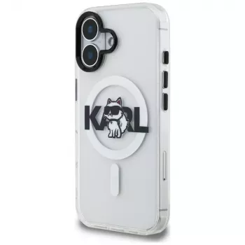 Karl Lagerfeld IML Choupette Sketch Logo MagSafe -suojakotelo iPhone 16, läpinäkyvä