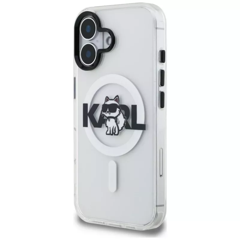 Karl Lagerfeld IML Choupette Sketch Logo MagSafe -suojakotelo iPhone 16, läpinäkyvä