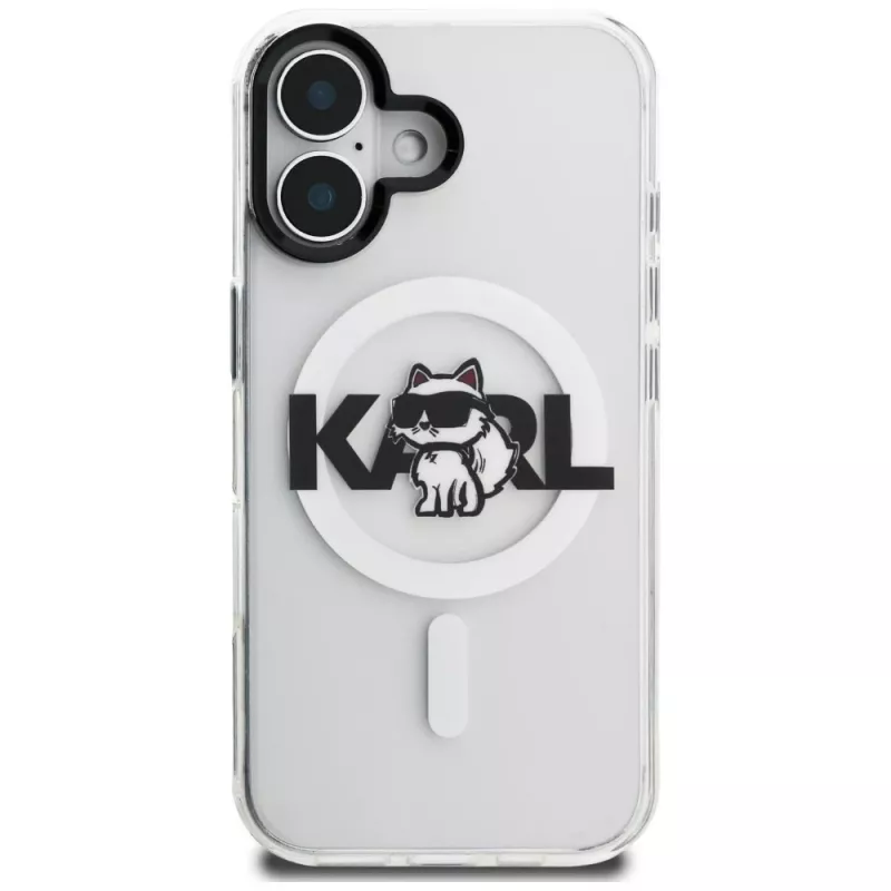 Karl Lagerfeld IML Choupette Sketch Logo MagSafe -suojakotelo iPhone 16, läpinäkyvä